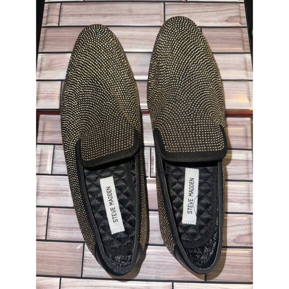 Steve Madden Men's Mezmoryz Stud Smoking Slipper - Black/gold, Size 8 - NO BOX - Picture 2 of 5